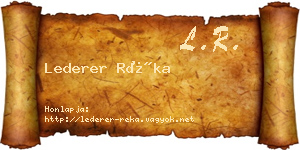 Lederer Réka névjegykártya